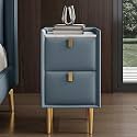 Narrow Bedside Table, Small Space with 2 Drawer, Solid Wood Side Table for Bedroom, Living Room, Dorm(Blue,25cm/9.8in)