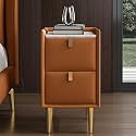 Narrow Bedside Table, Small Space with 2 Drawer, Solid Wood Side Table for Bedroom, Living Room, Dorm(Orange,25cm/9.8in)