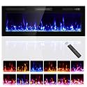 Kucreiheat Narrow Bezel Electric Fireplace-50 inch Fireplace Wall Mount/Recessed-Ultra Slim Wall Fireplace Electric with Remote Control, Timer, Adjustable Flame, 750w/1500w