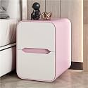 Narrow End Table, Side Table with Drawer, Small Bedside Tables, Skinny s, Cabinet, Tables for Spaces, Bedroom(Pink,11.8 * 14.6 18.9in)