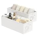 Narrow Storage Bins, Small Toilet Paper Storage, 2 Pack, White