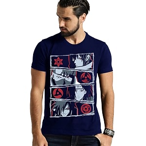 Naruto Anime Uchiha Eyes Printed Half Sleeve
