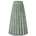 NASHALYLY Women's Chiffon Elastic High Waist Pleated A-Line Maxi Skirts
