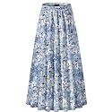NASHALYLY Women's Chiffon Elastic High Waist Pleated A-Line Maxi Skirts