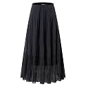 NASHALYLY Women's Chiffon Elastic High Waist Pleated A-Line Maxi Skirts