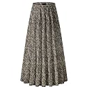 NASHALYLY Women's Chiffon Elastic High Waist Pleated A-Line Maxi Skirts