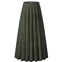 NASHALYLY Women's Chiffon Elastic High Waist Pleated A-Line Maxi Skirts