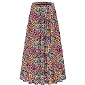 NASHALYLY Women's Chiffon Elastic High Waist Pleated A-Line Maxi Skirts