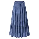 NASHALYLY Women's Chiffon Elastic High Waist Pleated A-Line Maxi Skirts