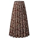 NASHALYLY Women's Chiffon Elastic High Waist Pleated A-Line Maxi Skirts