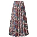 NASHALYLY Women's Chiffon Elastic High Waist Pleated A-Line Maxi Skirts