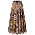 NASHALYLY Women's Chiffon Elastic High Waist Pleated A-Line Maxi Skirts
