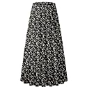 NASHALYLY Women's Chiffon Elastic High Waist Pleated A-Line Maxi Skirts