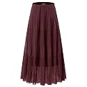 NASHALYLY Women's Chiffon Elastic High Waist Pleated A-Line Maxi Skirts