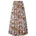 NASHALYLY Women's Chiffon Elastic High Waist Pleated A-Line Maxi Skirts
