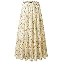 NASHALYLY Women's Chiffon Elastic High Waist Pleated A-Line Maxi Skirts