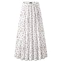 NASHALYLY Women's Chiffon Elastic High Waist Pleated A-Line Maxi Skirts