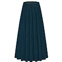 NASHALYLY Women's Chiffon Elastic High Waist Pleated A-Line Maxi Skirts