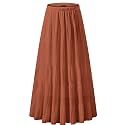 NASHALYLY Women's Chiffon Elastic High Waist Pleated A-Line Maxi Skirts