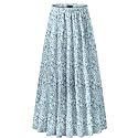 NASHALYLY Women's Chiffon Elastic High Waist Pleated A-Line Maxi Skirts
