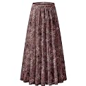 NASHALYLY Women's Chiffon Elastic High Waist Pleated A-Line Maxi Skirts