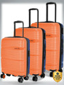 NASHER MILES Nicobar Hard-Sided Dual Tone Luggage Set of 3 Orange and Blue (55, 65 & 75 cm) Cabin & Check-in Set 8 Wheels - 28 inch