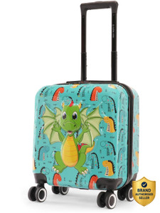nasher miles tic tac toe fantasy dragon hardside cabin luggage green 44cm kids trolley bag cabin suitcase 8 wheels - 17 inch