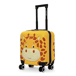 nasher miles cabin tic tac toe polycarbonate hard-sided 8 wheels double spinner luggage for kids light yellow 44cm17inch kids trolley bag zoo giraffe