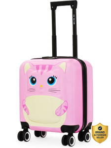 nasher miles tic tac toe zoo hard-sided cabin luggage pink 44cm kids trolley bag cabin suitcase 8 wheels - 17 inch