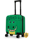 NASHER MILES Tic Tac Toe Zoo Crocodile Hard-Sided Cabin Luggage Green 44cm Kids Trolley Bag Cabin Suitcase 8 Wheels - 17 inch