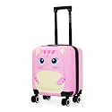 Nasher Miles Cabin Tic Tac Toe Polycarbonate Hard-Sided 8 Wheels Double Spinner Luggage for Kids Pink 44cm|17inch Kids Trolley Bag |Zoo Cat