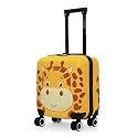 Nasher Miles Cabin Tic Tac Toe Polycarbonate Hard-Sided 8 Wheels Double Spinner Luggage for Kids Light Yellow 44cm|17inch Kids Trolley Bag |Zoo Giraffe