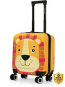 NASHER MILES Tic Tac Toe Zoo Lion Hard-Sided Cabin Luggage Yellow 44cm Kids Trolley Bag Cabin Suitcase 8 Wheels - 17 Inch