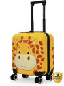 NASHER MILES Tic Tac Toe Zoo Giraffe Hard-Sided Cabin Luggage Light Yellow Kids Trolley Bag Cabin Suitcase 8 Wheels - 17 inch