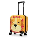 Nasher Miles Tic Tac Toe Polycarbonate Hard-Sided Spinner 8 Wheel Cabin Luggage for Kids Yellow 44cm|17inch Kids Trolley Bag |Zoo Lion