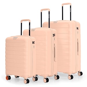 nasher miles vienna hard-sided polypropylene 8 spinner luggage set of 3 peach trolley bags 55 65 amp 75 cm small-medium -large - check-in
