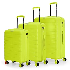 nasher miles vienna hard-sided polypropylene luggage set of 3  55cm 65cm amp 75cm  8 wheels small medium amp large trolley bag for travel  suitcase neon lime