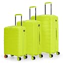 Nasher Miles Vienna Hard-Sided Polypropylene Luggage Set of 3 | 55cm, 65cm &amp; 75cm | 8 Wheels Small, Medium &amp; Large Trolley Bag for Travel | Suitcase (Neon Lime)