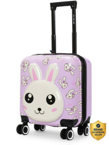 nasher miles zoo rabbit hard-sided cabin luggage purple 44cm kids trolley bag cabin suitcase 8 wheels - 17 inch