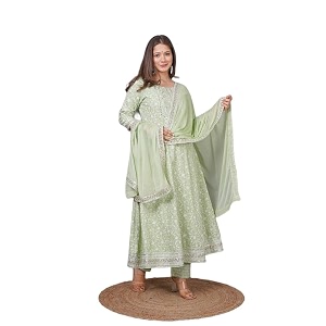 NASRO Womens Viscose Rayon Printed Embroidered Round