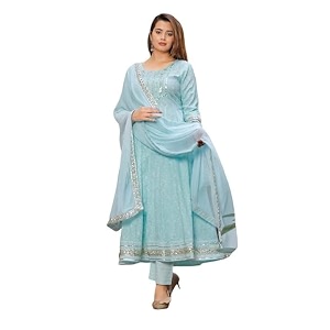 NASRO Womens Viscose Rayon Printed Embroidered Round