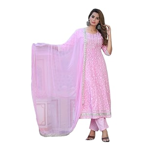 NASRO Womens Viscose Rayon Printed Embroidered Round