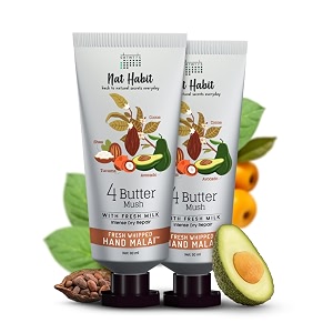 nat habit 4 butter mush hand cream fresh whipped hand malai with shea tucuma avocado amp cocoa butter for men amp women hand skin moisturization amp intense dry repair chemical free pack of 2 x 30ml