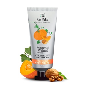 nat habit pumpkin walnut hand cream fresh whipped hand malai with shea butter for men amp women hands moisturization aging amp wrinkle control glycerin free 30 ml