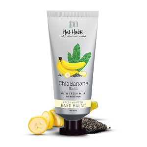 nat habit chia banana biotin hand cream fresh whipped hand malai with shea butter for men amp women hand skin moisturization amp anti-brittle nails glycerin free 30 ml