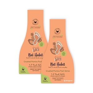 nat habit fresh 3p-aha foot ubtan foot scrub with crushed pumice stone for hard skin relief deep exfoliating prevents aging and wrinkles  100 natural ayurveda inspired pack of 2