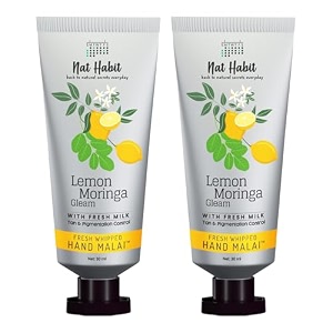 nat habit lemon moringa hand cream fresh whipped hand malai with shea butter for men amp women hand moisturization tan amp pigmentation chemical free pack of 2 x 30ml