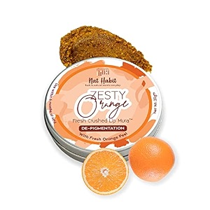 nat habit lip scrub zesty orange  mask for lightening pigmentation discoloration amp dark care with vitamin c free from chemicals amp preservatives 12 gm