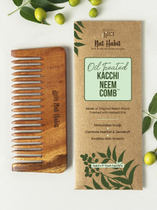nat habit oil soaked shampoo neem wooden comb for detangling small