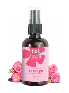 nat habit pure gulab jal rose water  toner face-mist astringent body-spray  oil-control acne-control hydration face ctm  ayurvedic pure  fresh made steam-distilled 100ml single pack men  women